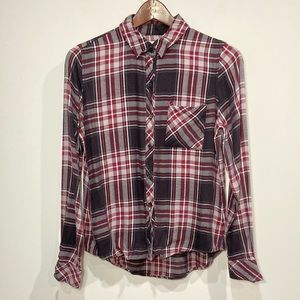 Philosophy Black, White & Red Plaid Button Down Shirt Size Small